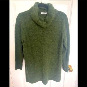 Reitman’s long, green, cowl neck sweater. Perfect fall find.